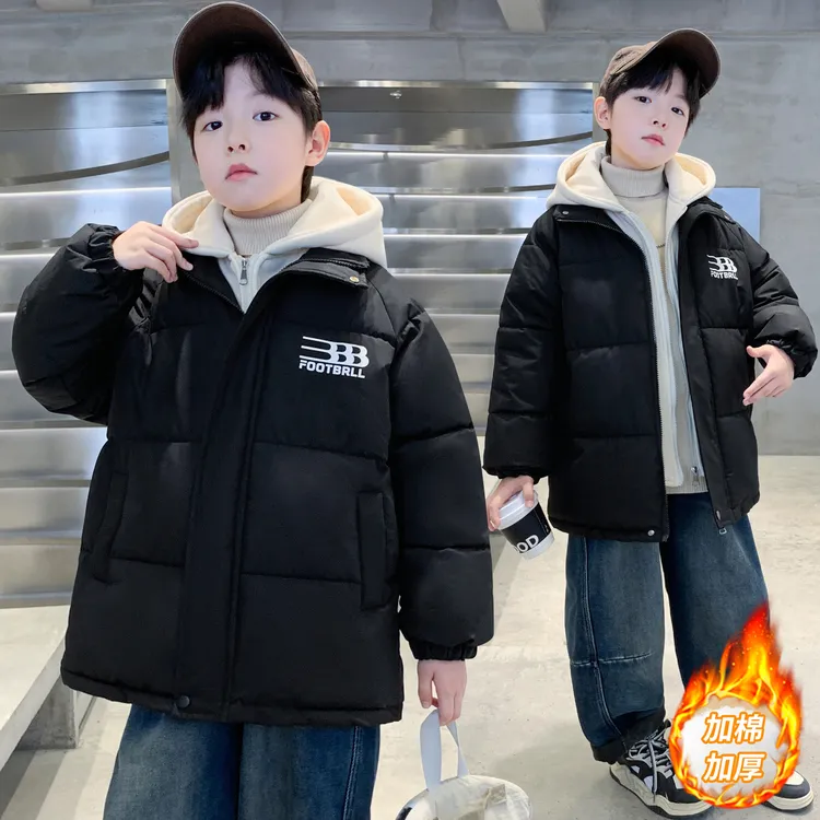 男童冬装加厚棉袄2025新款中大童男孩冬季保暖棉衣儿童潮酷棉服