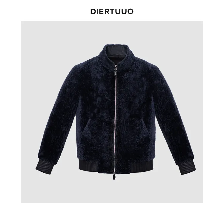 DIERTUUO迪途-58117男士冬季经典时尚百搭羊皮毛双色立领夹克
