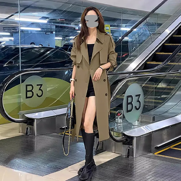 韩版英伦风西装领风衣外套女2025春秋新款流行百搭中长款气质大衣