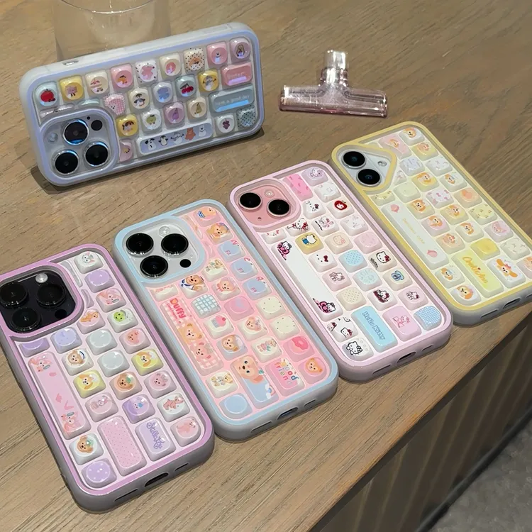 可爱卡通立体键盘壳适用苹果16promax手机壳15防摔14/13/12软11套