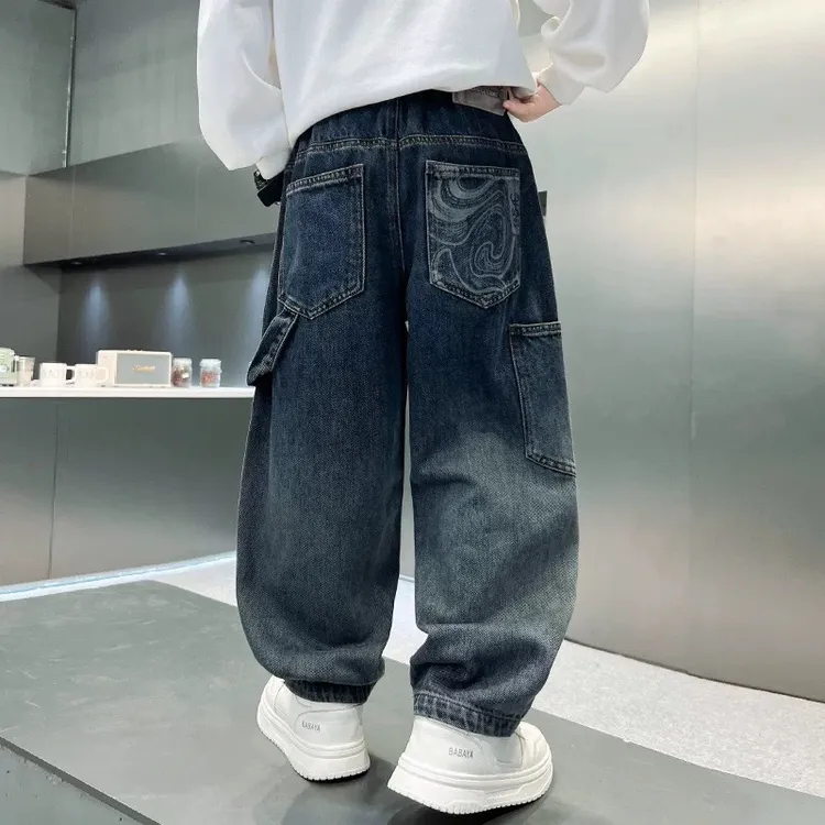 男童牛仔裤春秋款2025新款儿童秋装裤子中大童男孩秋季韩版时髦潮
