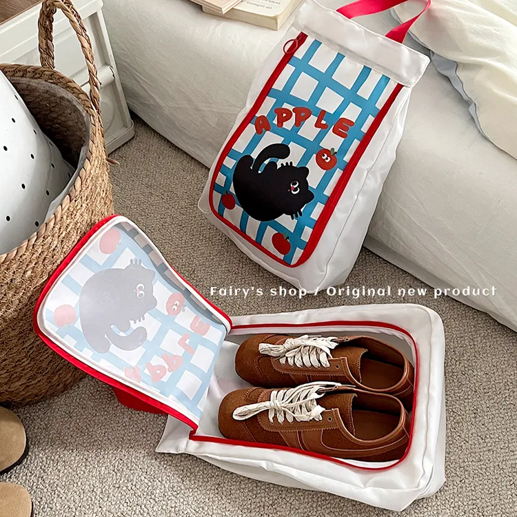 双层鞋袋外出旅游拖鞋行李箱防尘鞋子收纳袋手提便携加厚防水鞋包