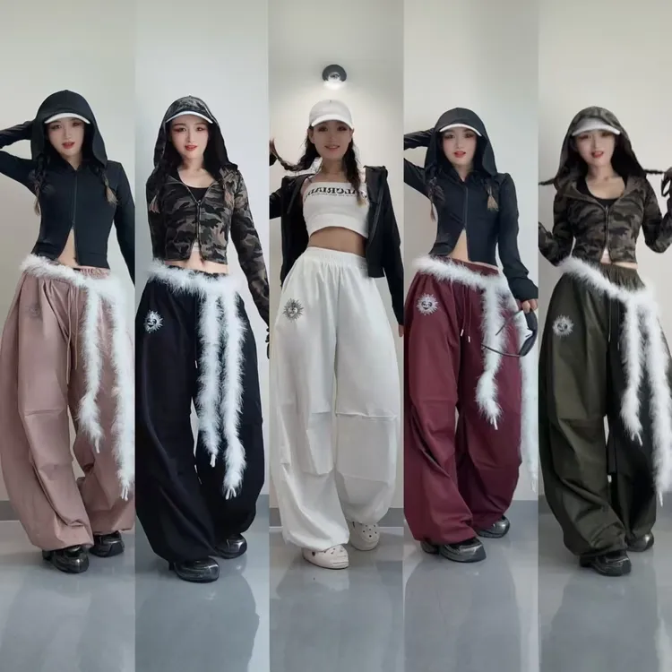 时超康SHI.CHAO.KANG.潮牌长裤彩云斜嘻哈运动裤2539款