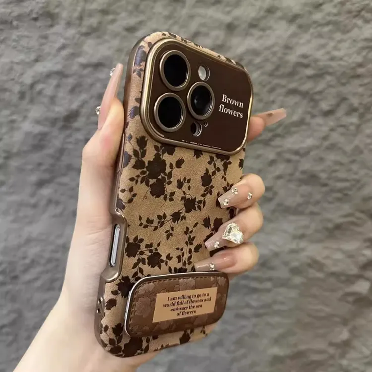 花藤玫瑰适用苹果17promax手机壳新款air防摔iPhone16羊皮全包15