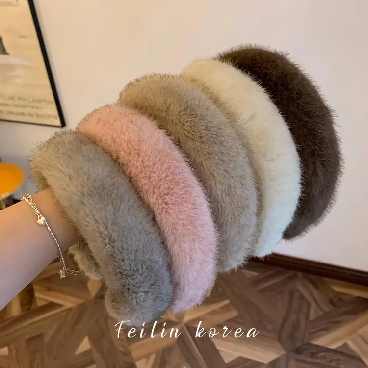 毛绒绒发箍秋冬高级感头饰洗脸压发宽边发饰毛绒头箍女高颅顶发捆