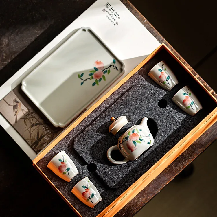 草木灰 礼盒高档手绘瓷器定制家用功夫红茶 茶托 泡茶器