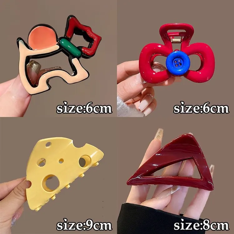 【西瓜】设计感拼色狗狗抓夹2025新ins高级感彩色鲨鱼夹发夹后脑勺