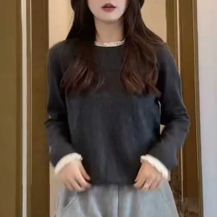 秋季时尚百搭温柔风拼接长袖YY-80054