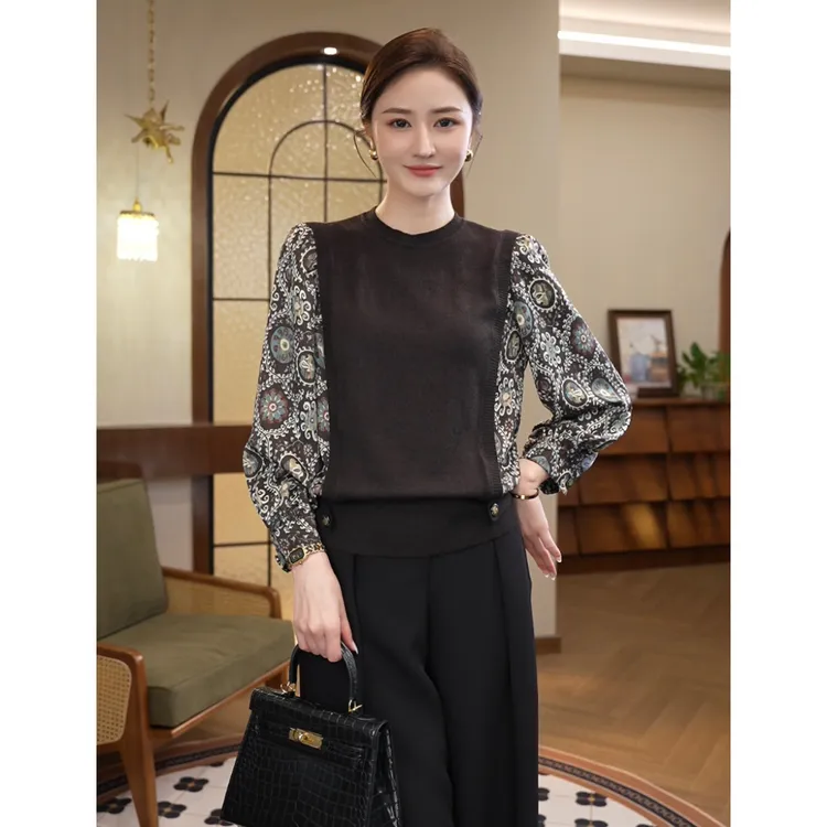 现货2026秋冬新款【ZM-Q957】乌木棕含绵羊毛圆领内搭针织打底上