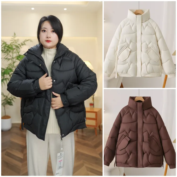 斐卉加肥大码胖mm棉服220斤冬季加厚棉袄面包服宽松立领棉衣外套