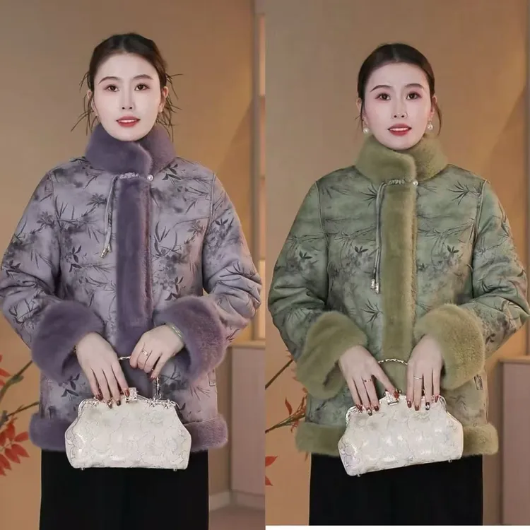 双面双穿冬季新中式女装中老年一体加绒两面穿外套秋冬国风加绒