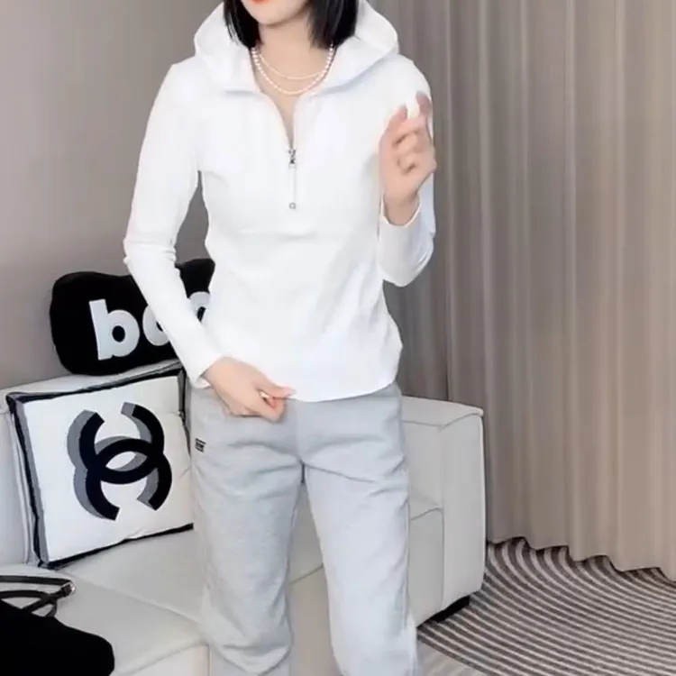 2025年春季新款时尚休闲运动套装女连帽卫衣外套两件套韩版K8098