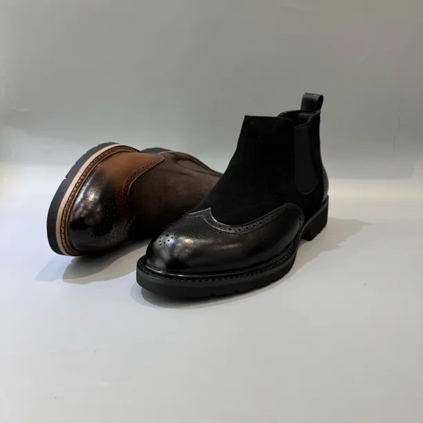 61-041男士新款布鲁克英伦切尔西黑色秋冬百搭英伦风皮鞋内里加绒