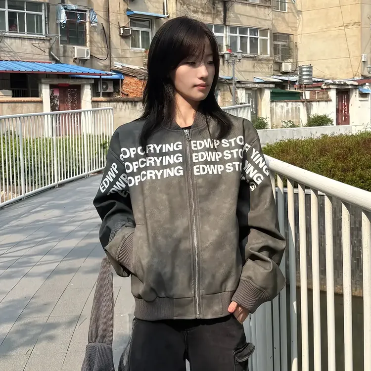 美式字母印花棒球服男秋季高街潮牌hiphop外套高级感痞帅短款夹克