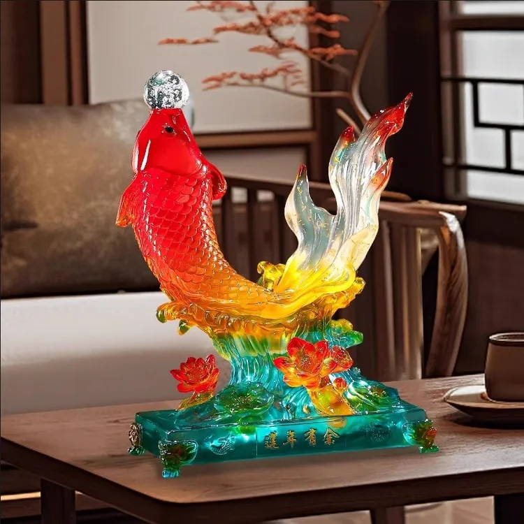 轻奢手工工艺品高档玄关酒柜电视柜摆件年年有鱼婚庆婚房乔迁摆件