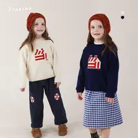 允儿妈女童冬季韩系绵羊毛混纺贴布刺绣毛衣儿童针织衫宝宝上衣潮