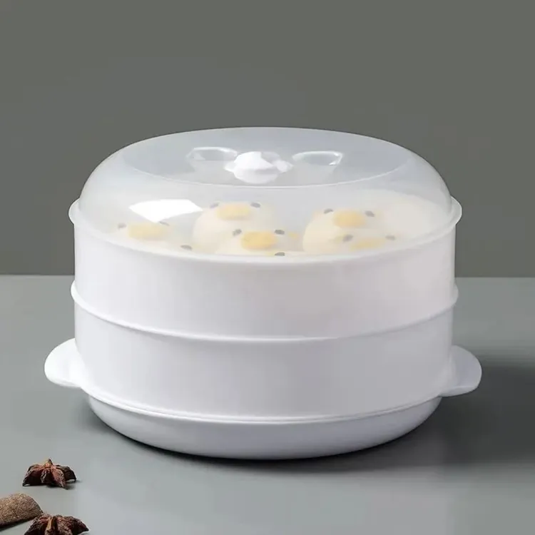 【大号双层】食品级微波炉专用加热蒸笼 加大加厚圆形带盖加热蒸盒