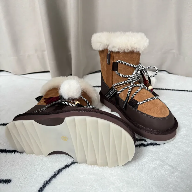 雪地靴女款2025爆款冬季皮毛一体真皮棉靴加厚厚底女士百搭短靴外
