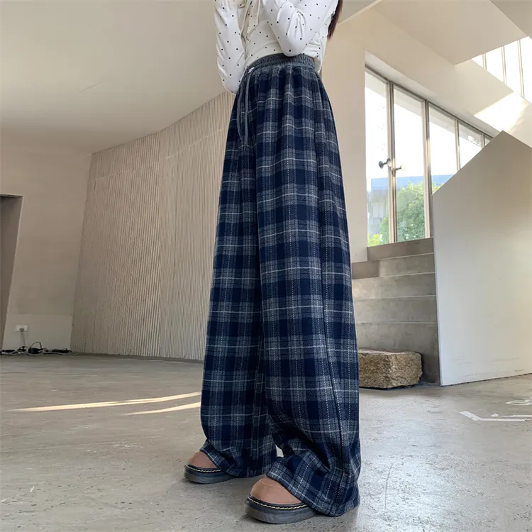 儿童秋装2025年新款大女童装宽松裤子春秋款格子裤秋季阔腿直筒裤