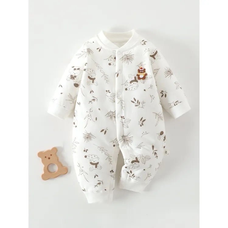 无骨A类婴儿连体衣薄棉袄40g新生儿棉服初生宝宝衣服冬季印花哈衣