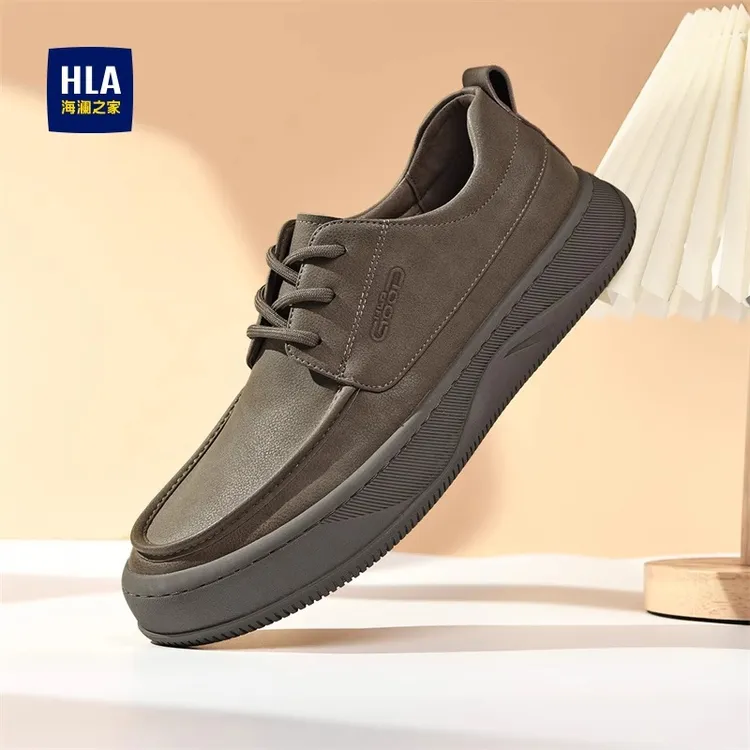 HLA/海澜之家男鞋新款秋冬复古百搭大头鞋工装鞋低帮厚底休闲皮鞋