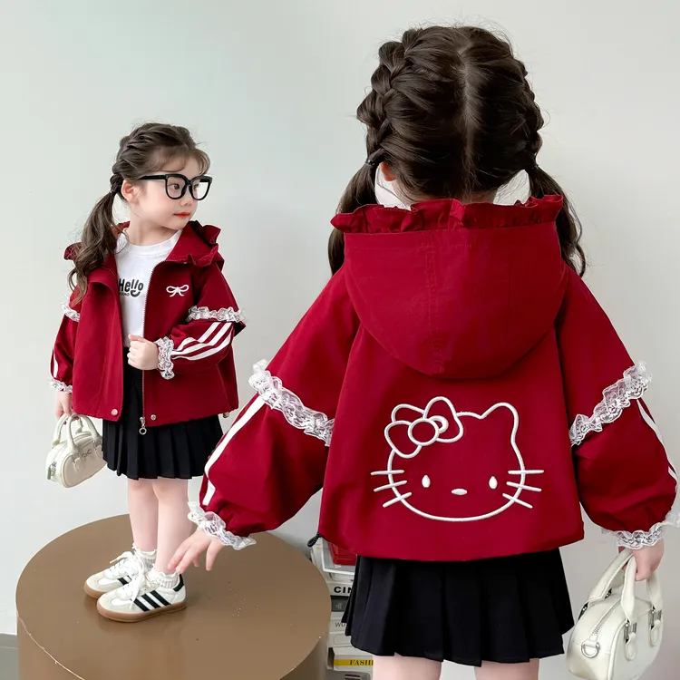 女童休闲外套2025新款儿童春秋装潮流洋气女宝宝秋季连帽夹克上衣