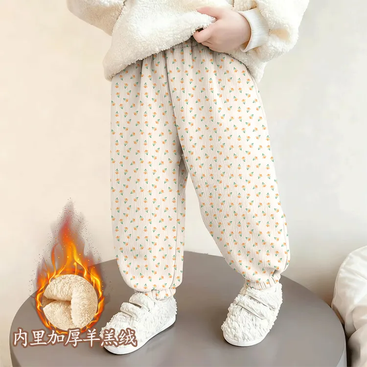 儿童灯芯绒裤子秋冬女童洋气保暖长裤休闲新款运动裤女宝宝秋装