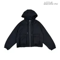 小乖逃D亚历休闲款黑色棉服外套潮流秋冬连帽外套时尚加厚231035