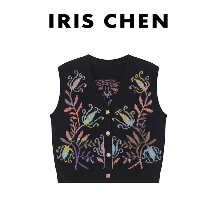 IRIS CHEN 图腾马甲 2025秋冬“羊绒羊毛”复古ins百搭马甲25MJ923