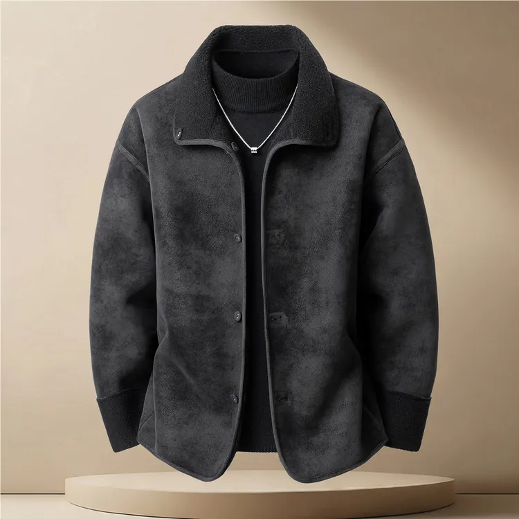 痞帅百搭高级感外套男士2025冬季时尚新款翻领保暖加绒加厚棉衣