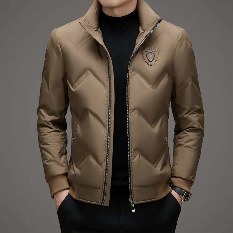 【专柜正品】大牌高档白鸭绒羽绒服男士短款立领加厚保暖休闲外套