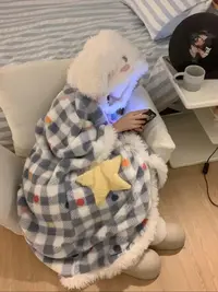【大耳狗】冬款斗篷带袖子毛绒睡衣加厚睡衣可外穿韩版网红时尚宽松