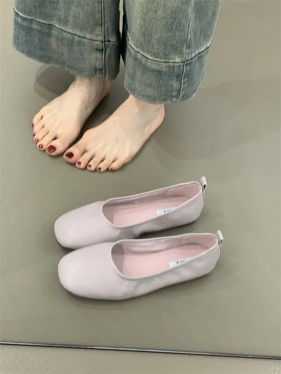 WL-1120-2一脚蹬豆豆鞋2025新款韩版温柔仙女风圆头浅口软底瓢鞋