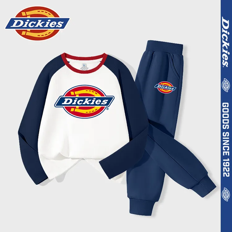 Dickies童装男童秋装套装2025新款男孩帅气插肩袖T恤儿童休闲卫裤