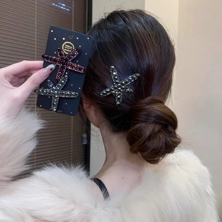 高级感时尚轻奢海星发夹女刘海边夹气质发卡后脑勺碎发一字夹头饰