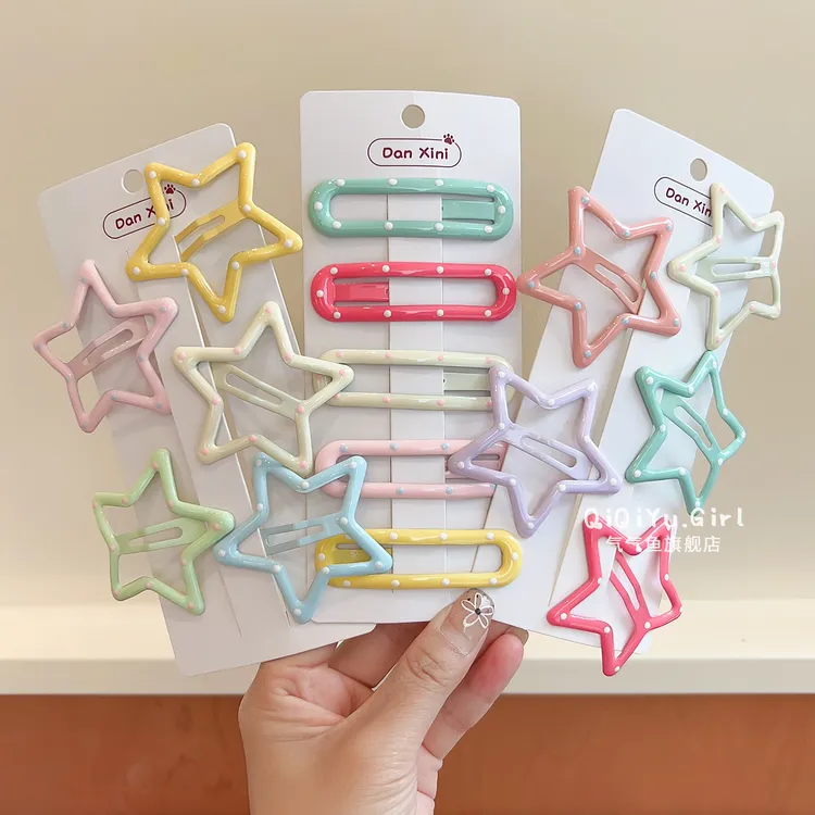 儿童波点五角星星发夹女童前额刘海发卡女孩2025新款后脑勺bb夹子