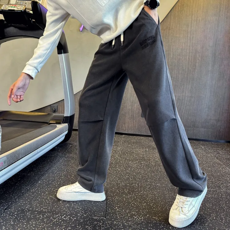 水洗灰色卫裤男士春秋款2025新款爆款直筒宽松运动男装休闲长裤子