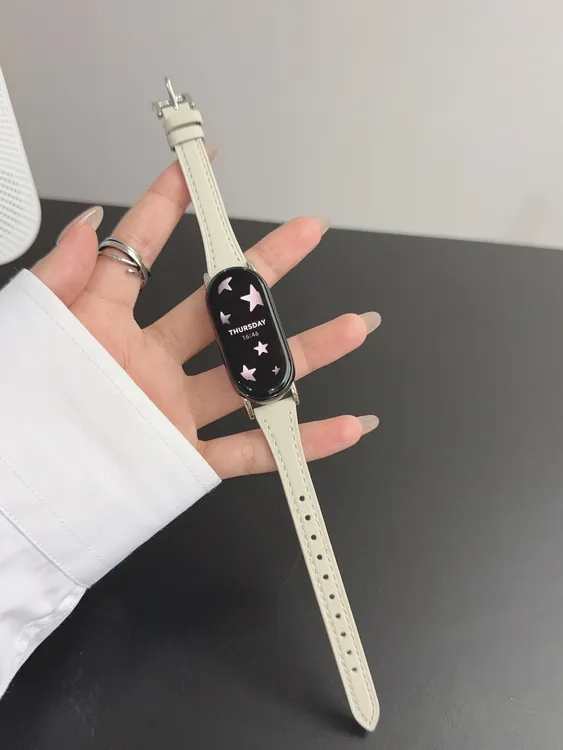 适用于小米手环10/9/8代表带爱马s扣T型小蛮腰超细真皮替换腕带夏