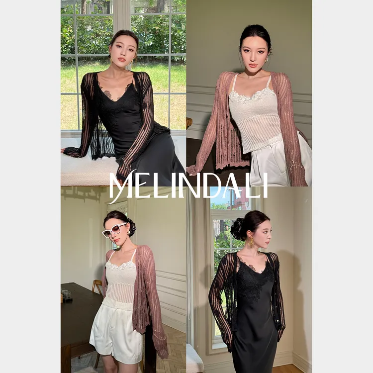 Melinda Li【空气和纸】日本进口和纸纱叶脉匠艺镂空独特针织开衫