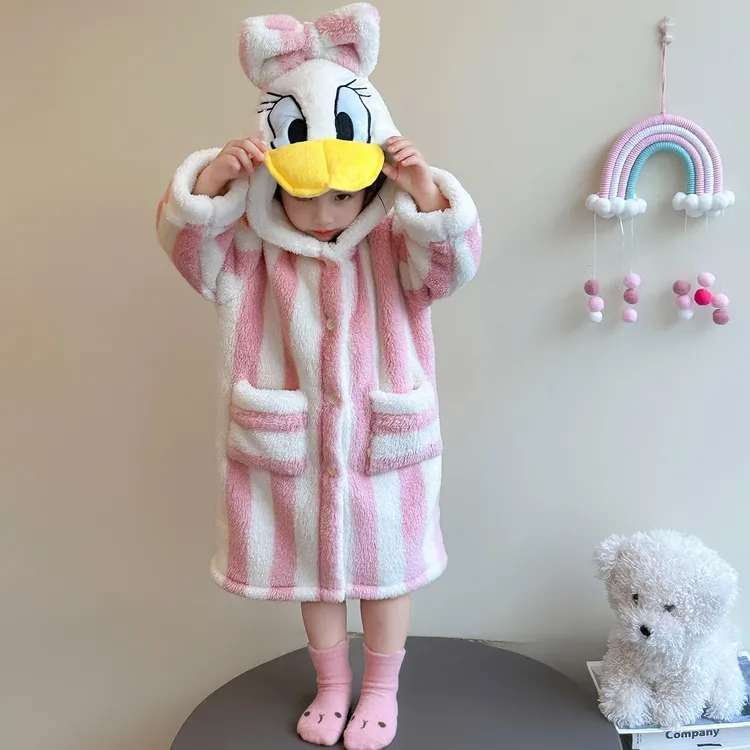 儿童法兰绒睡袍秋冬款2025新款女孩宝宝冬季保暖浴袍儿童冬装睡衣