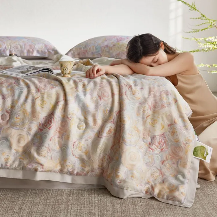 夏凉被四件套冰丝夏季被夏天丝凉感丝滑大豆纤维莱赛尔轻奢空调