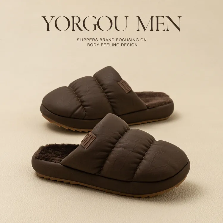远港男士牛筋底棉拖鞋秋冬季保暖室内厚底居家加绒棉拖鞋女办公室