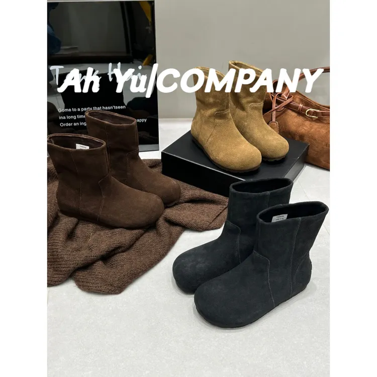 复古真皮勃肯靴舒适内增高平底短靴圆头马丁靴2025秋冬新款软底靴