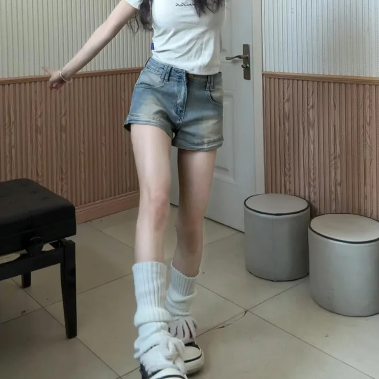 大码美式复古简约牛仔裤女2025夏季新款高腰显瘦辣妹直筒阔腿裤子