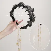 月色星空蝴蝶发箍休闲百搭流苏发饰原创设计不勒头手工气质头饰女