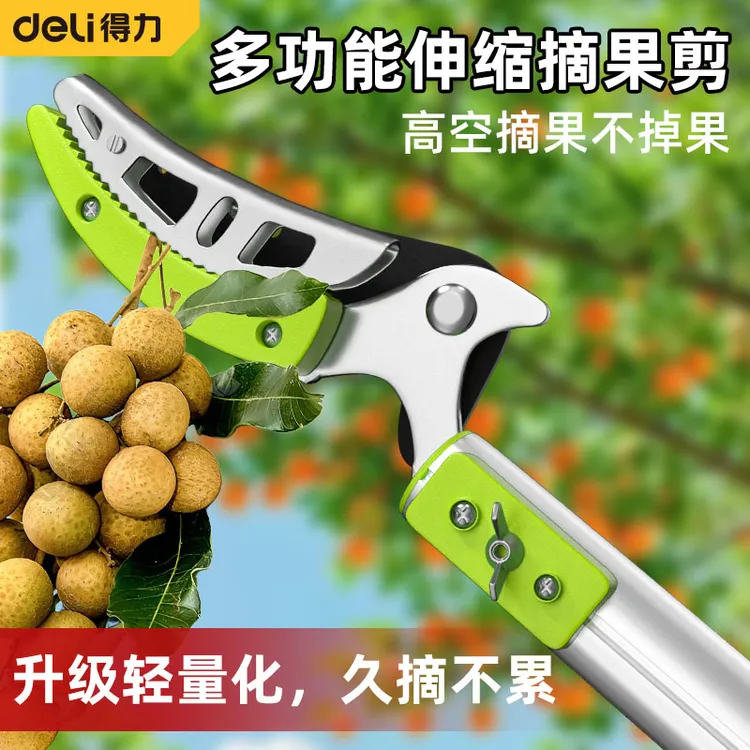 Deli/得力摘水果神器伸缩杆荔枝龙眼专用园艺剪高空果树摘果剪刀