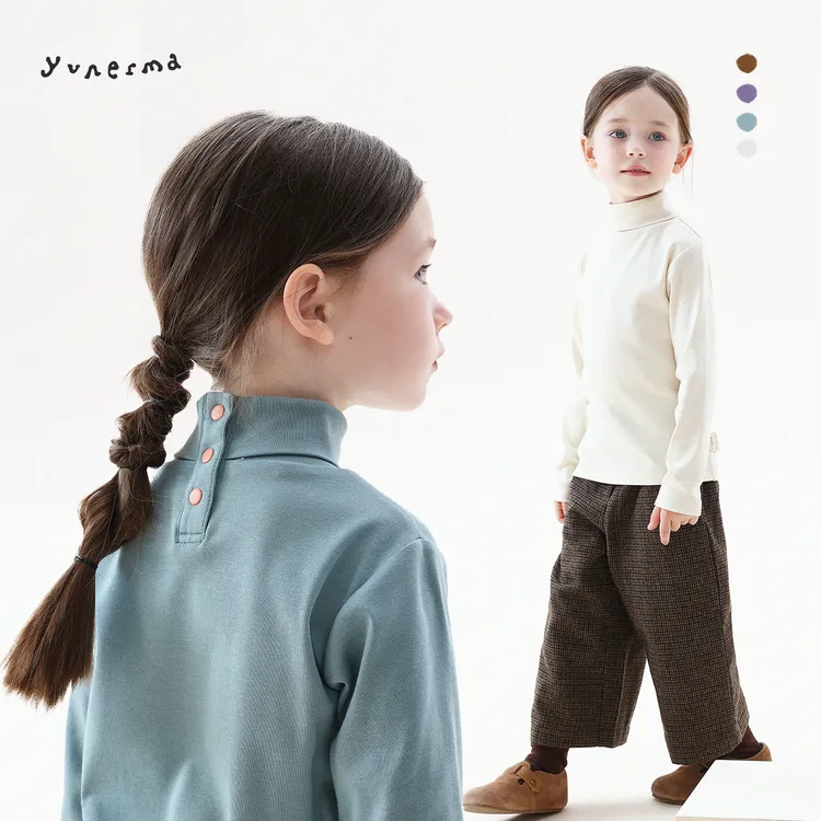 允儿妈女童冬季长绒匹马棉半高领打底衫儿童秋冬保暖T恤宝宝上衣