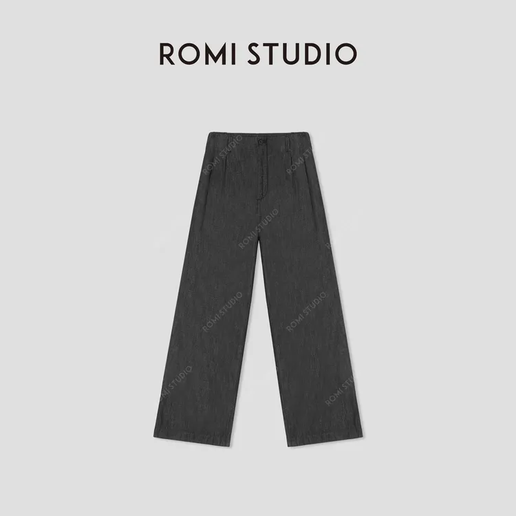 ROMI STUDIO“轻盈之感”超轻薄空气感褶裥直筒牛仔裤 RWCSX82172