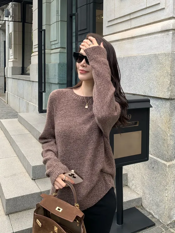 BIG WHITE REMADE“挽歌潇潇”绵羊毛+48莱赛尔休闲风羊毛衫WYK2558