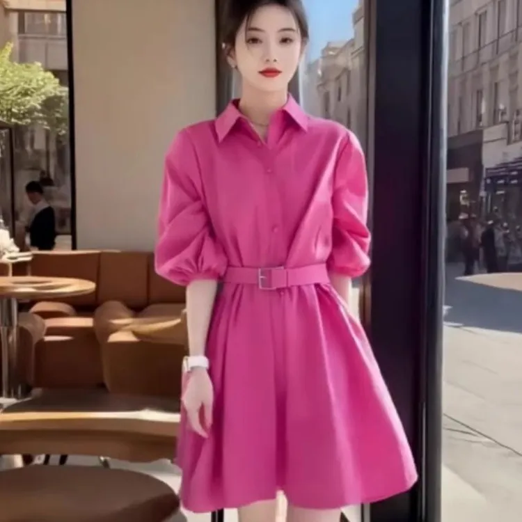 气质收腰显瘦连衣裙女款2025年春夏季新款韩版时尚百搭高级感裙子